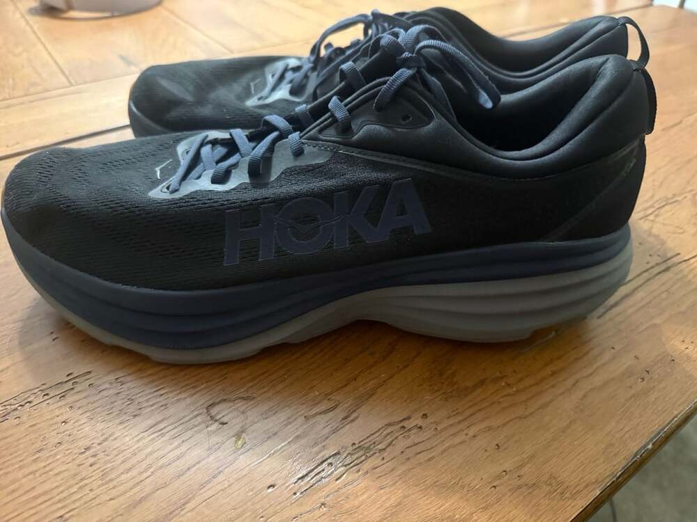 HOKA Bondi 8 Black Iron Ore Running Shoes 1123202 BCKRN Size 16
